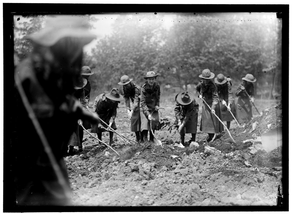 NATIONAL EMERGENCY WAR GARDENS COM. GIRL SCOUTS GARDENING AT D.A.R. LCCN2016867771