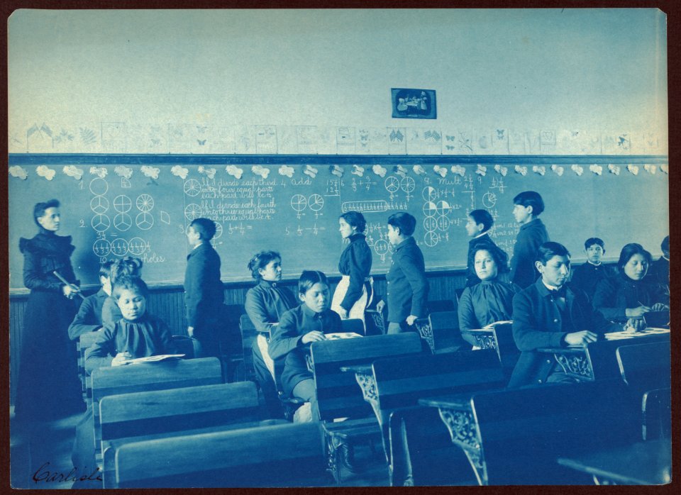 Native Americans during mathematics class at Indian School, Carlisle, Pennsylvania LCCN97505159