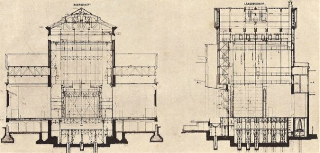 Nationaltheater Sofia Architekt Max Dülfer Versenk-, Wagen- und Schiebebühne System Max Hasait Querschnitt