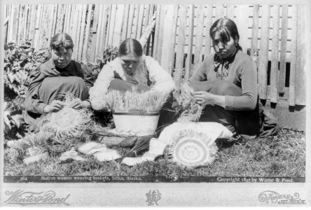 Native women weaving baskets, Sitka, Alaska LCCN2007678562