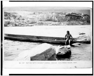 Native with dugout canoe-Celilo-Columbia River, 1897 - (Gi)fford, The Dalles, Or. LCCN90710756