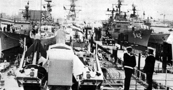 NATO Standing Naval Force Atlantic ships docked at Hamburg, Germany, in 1971