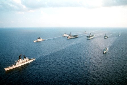NATO aircraft carriers underway during exercise Display Determination 1991