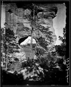 Natural arch under Castle Rocks, near Monument. El Paso County, Colorado. - NARA - 517561