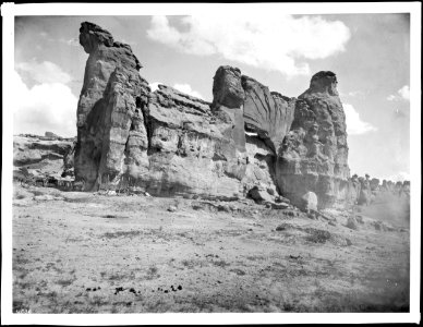 Natural rock bridge and towers at Acoma, New Mexico, 1886 (CHS-4536)