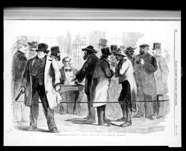 Naturalization of foreigners, scene in Tammany Hall - drawn from life. LCCN2002735870