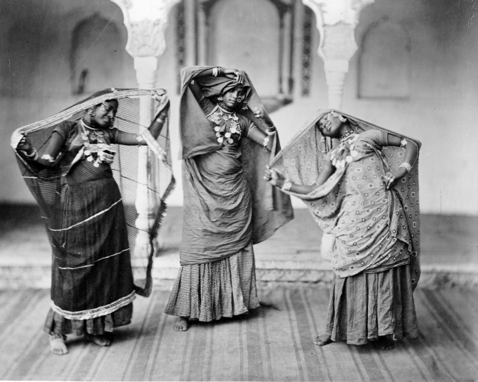 Nautch dancers in India, ca 1860-1870