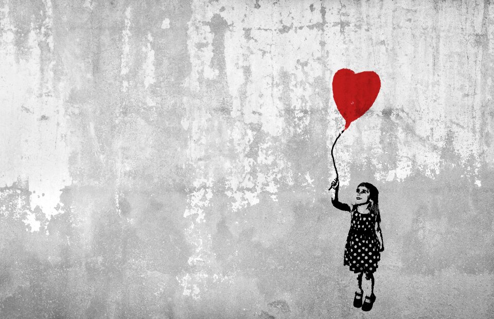 Folk red balloon girl