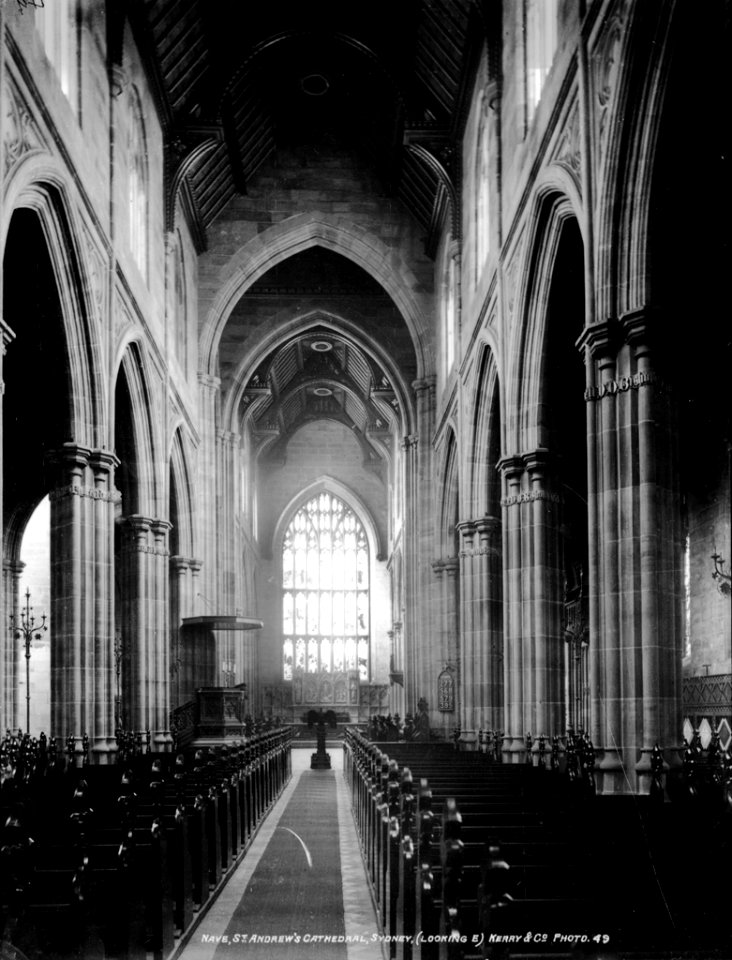 Nave, St. Andrew's Cathedral, Sydney, (Looking E) from The Powerhouse Museum Collection