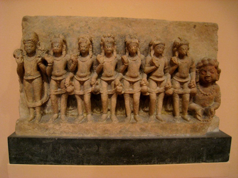 Navagraha (Nine Planets), Central India, Uttar Pradesh, 550-575 AD, sandstone relief - Worcester Art Museum - IMG 7564