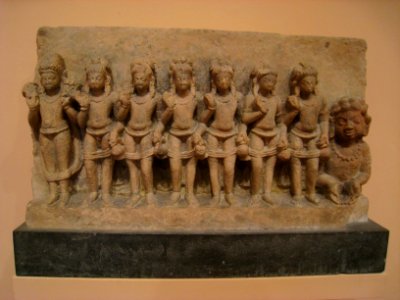 Navagraha (Nine Planets), Central India, Uttar Pradesh, 550-575 AD, sandstone relief - Worcester Art Museum - IMG 7564