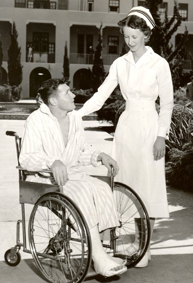 Navy nurse with patient -- 1940s