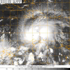 Navy photo of Hurricane Matthew's approach to Haiti and Cuba, 160930-N-N0101-001