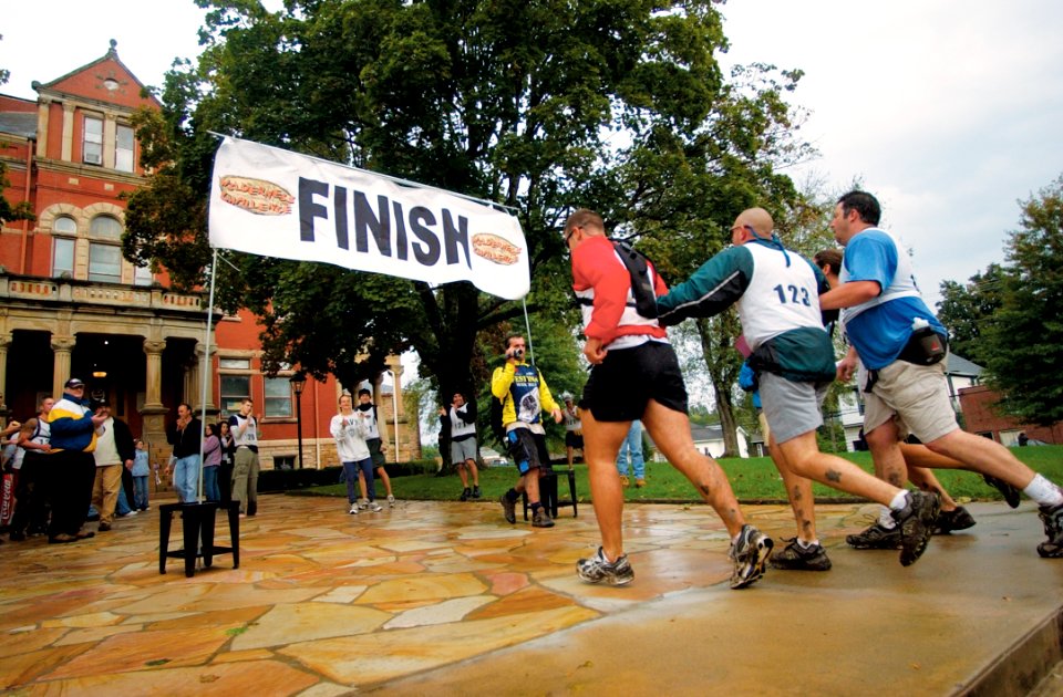 Navy triathletes at the Finish Line