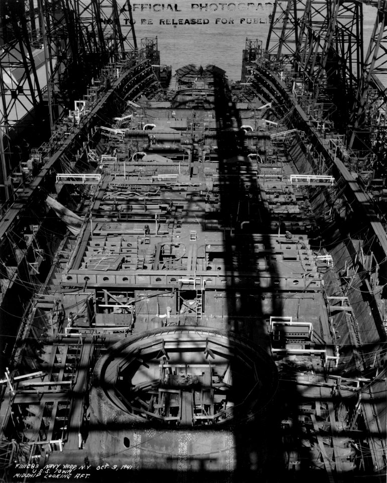 Navy Yard, N.Y. Oct. 3, 1941 U.S.S. Iowa midship looking aft