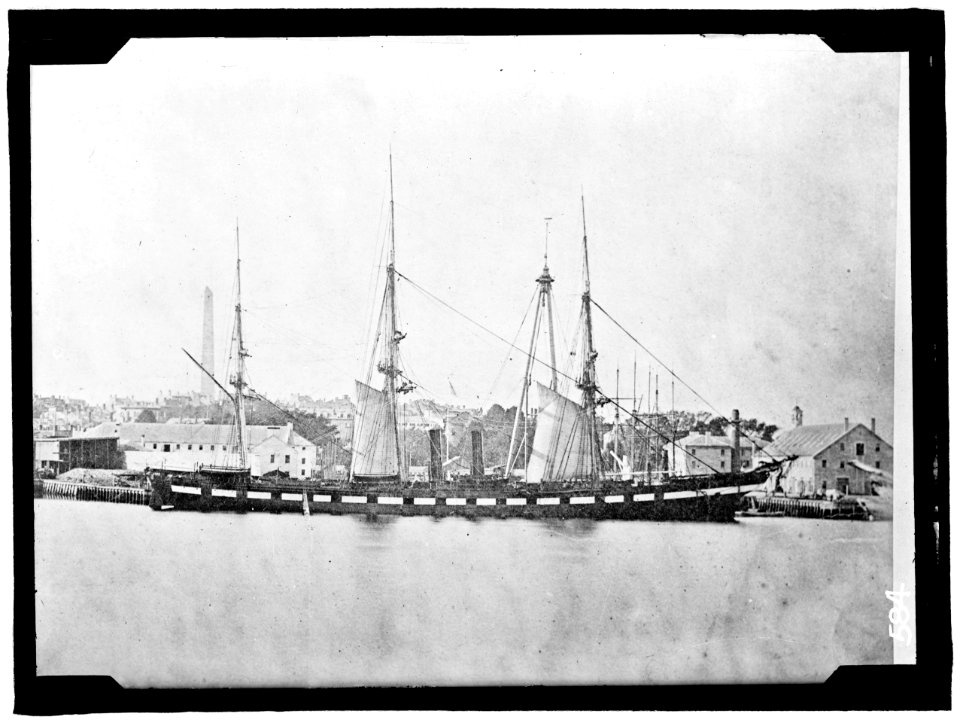 NAVY, U.S. U.S. SHIP, UNIDENTIFIED, WITH AUXILLIARY STEAM POWER AT BOSTON NAVY YARD LCCN2016863463