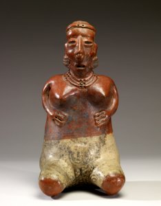 Nayarit - Kneeling Female Figure with Hands on Abdomen - Walters 482791