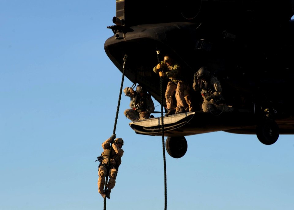 Navy SEALs fast rope training 130110-N-AT856-319