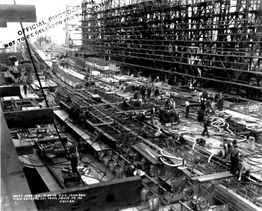 Navy Yard, N.Y. 9-30-40 U.S.S. Iowa BB61 view looking aft from about FR.101