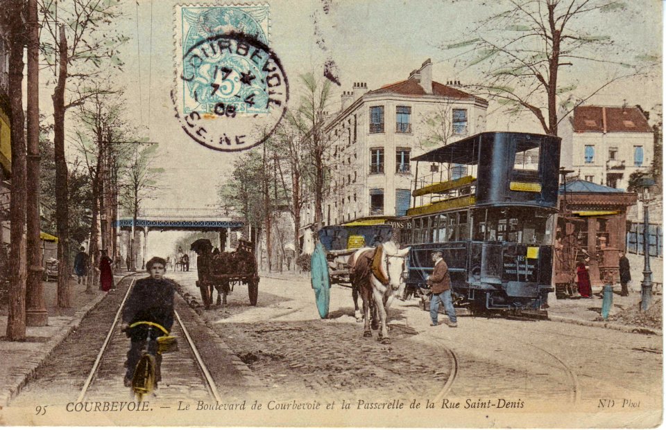 ND 95 - COURBEVOIE - Le Boulevard de Courbevoie et la Passerelle de la Rue Saint-Denis