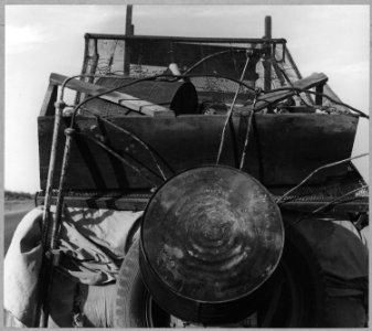 Near Coolidge on Highway 87, Pinal County, Arizona. Migratory cotton pickers' car, stalled alongside . . . - NARA - 522219