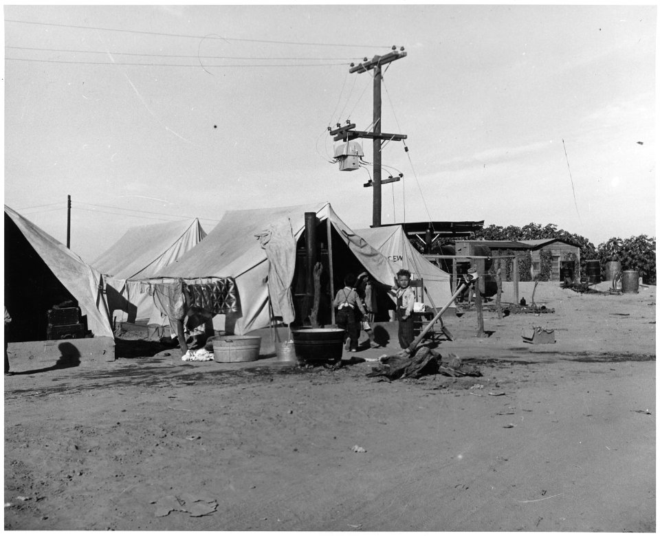 Near Eloy, Pinal County, Arizona. Grower's camp for migratory cotton pickers. This camp has no runni . . . - NARA - 522023