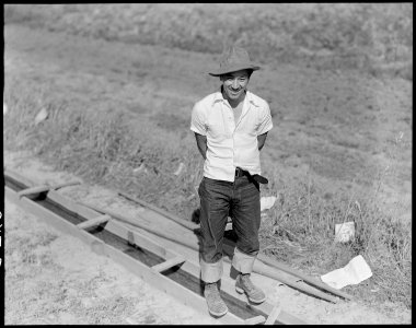 Near Mission San Jose, California. Laborer of Japanese ancestry who within a few days will be on hi . . . - NARA - 536440 photo