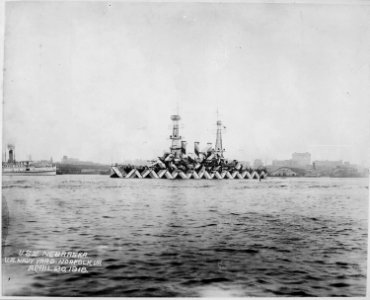 Nebraska (BB14). Port bow, camouflaged, Norfolk, 04-20-1918 - NARA - 533703
