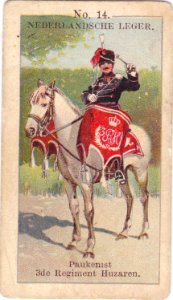 Nederlandsche leger No. 14. Paukenist 3de Regiment Huzaren.
