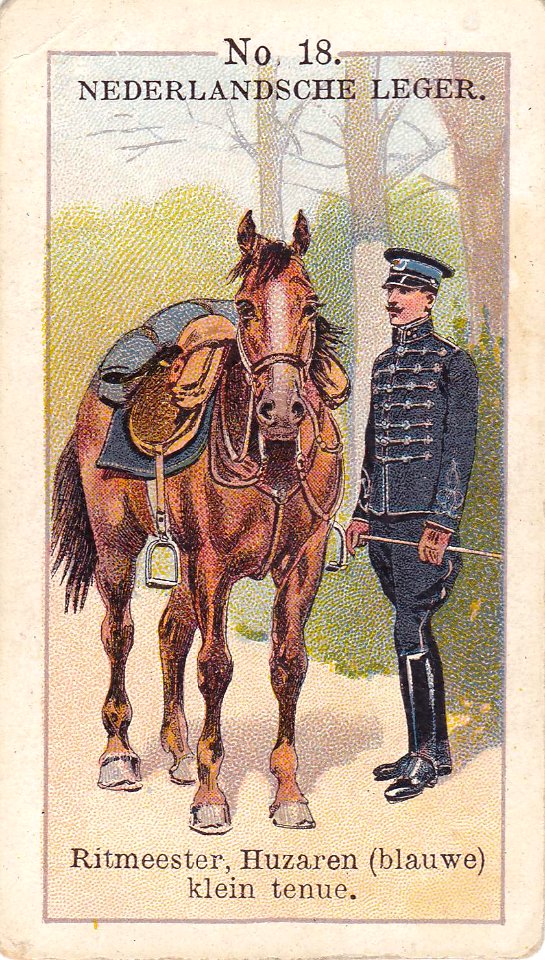 Nederlandsche leger No. 18. Ritmeester, Huzaren (blauwe) klein tenue.