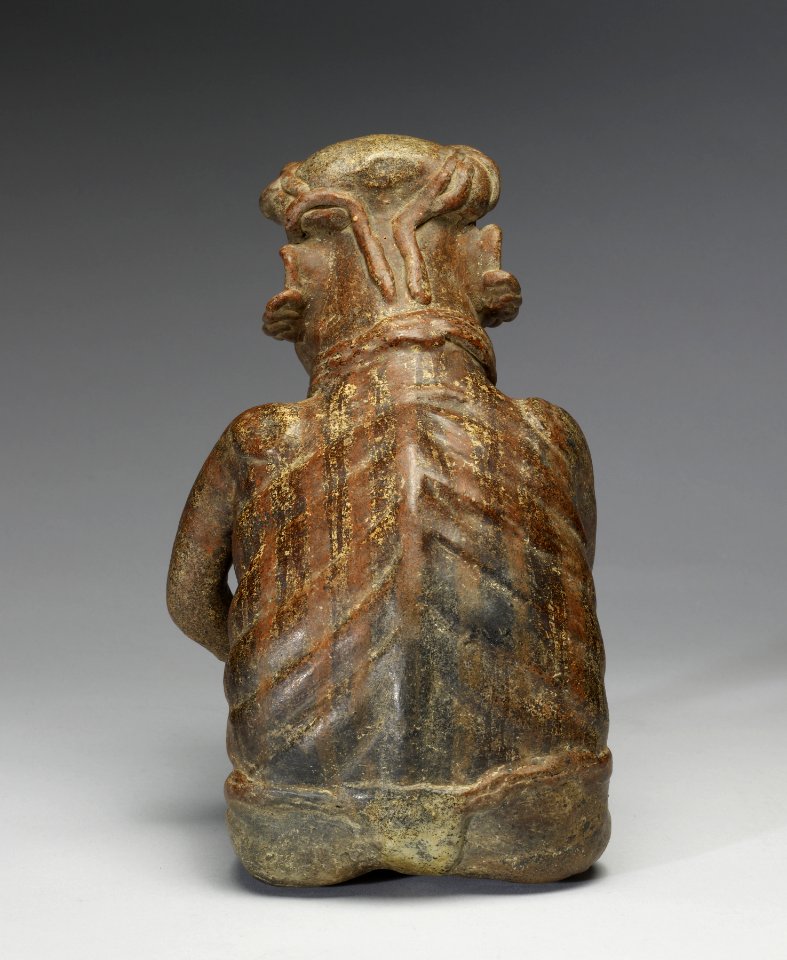 Nayarit - Polychrome Seated Old Female Figure with Bowl - Walters 482787 - Back