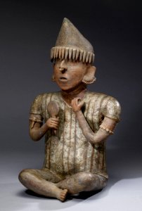 Nayarit - Seated Male Figure - Walters 20092042 - Three Quarter Left