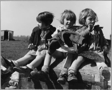 Near Sacramento, Sacramento County, California. Shacktown children watching their neighbors' house b . . . - NARA - 521696