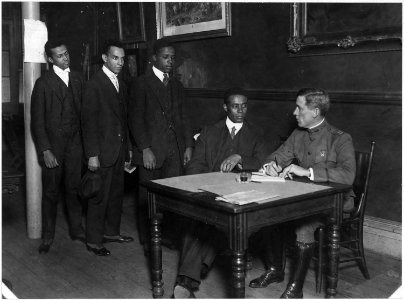 Negroes enroll for officer's training camp. Photograph shows Negroes enlisting at the (African Amer . . . - NARA - 533613