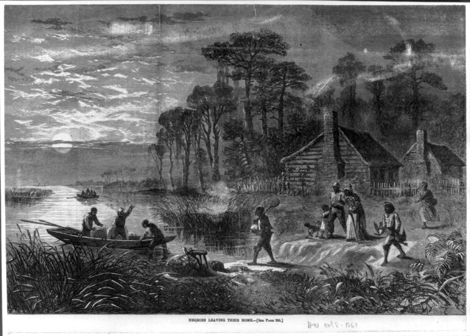Negroes leaving their home (by boat; Civil War) LCCN2007675634