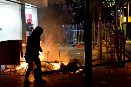 Nelson Street Protesters burn fire against police force 20160209 photo