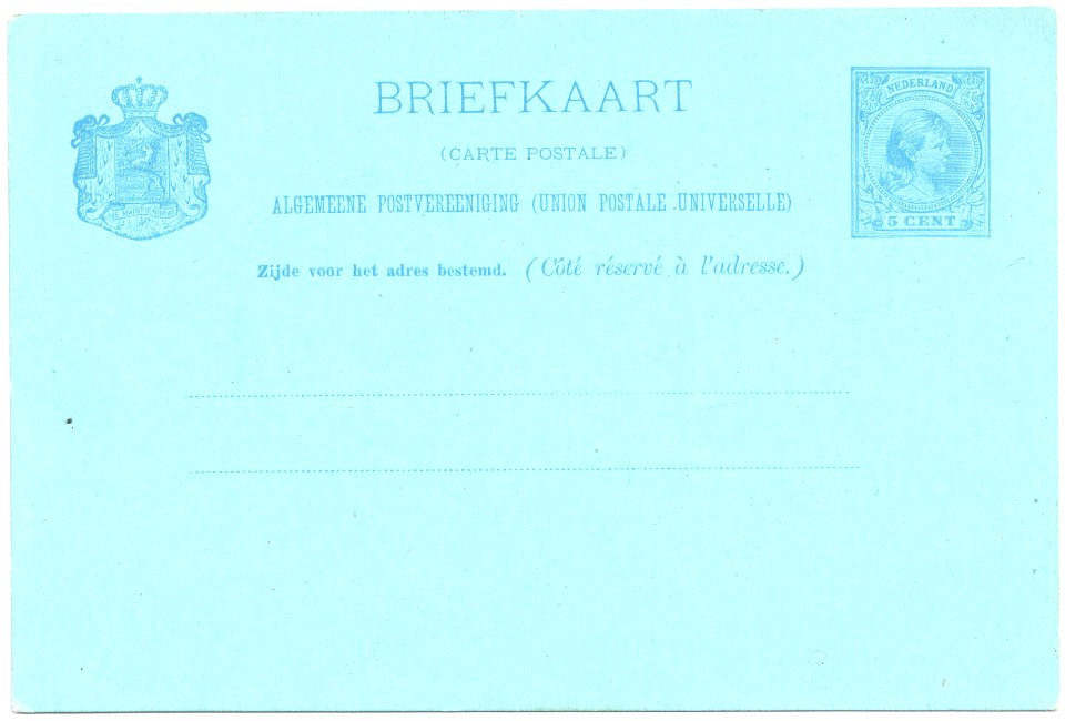 Netherlands 1892 5c postal card G31 unused