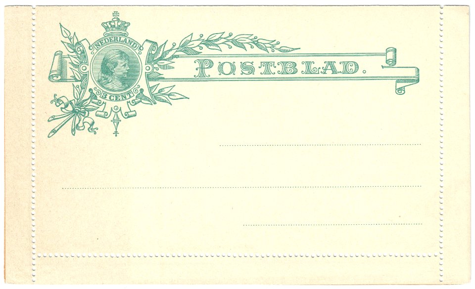 Netherlands 1896 letter sheet 3c unused G3y