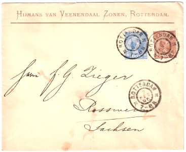 Netherlands 1896-02-07 cover Rotterdam-Rosswein
