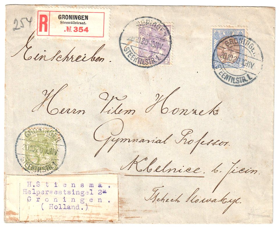 Netherlands 1920-10-20 cover Groningen-Celnice