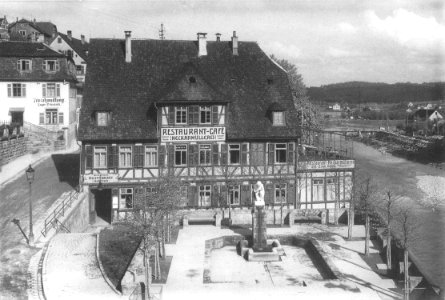 Neckarmüllerei mit Nymphenbrunnen 1911 (Gebr. Metz 42227 TSiW095)