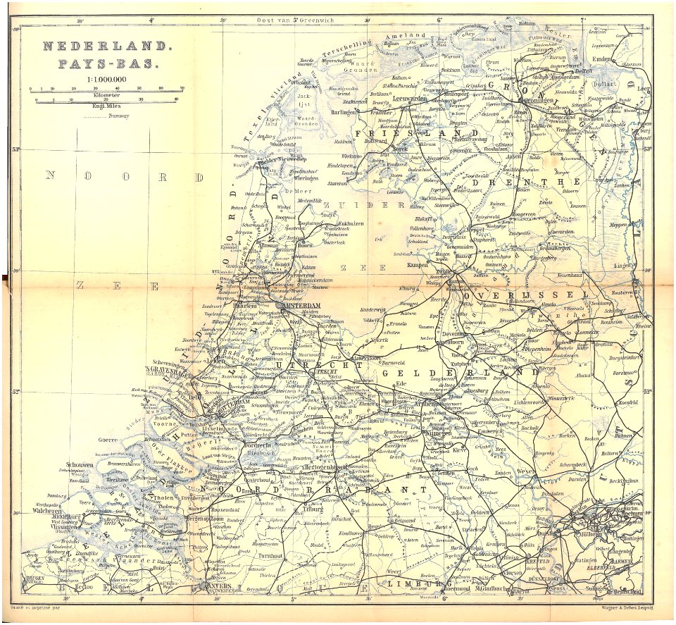Nederland. (Pays-Bas.) — Kaart uit de gids Baedeker België & Holland 1897