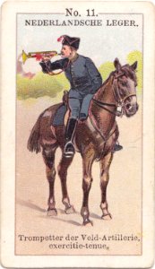 Nederlandsche leger No. 11. Trompetter der Veld-Artillerie, exercitie-tenue