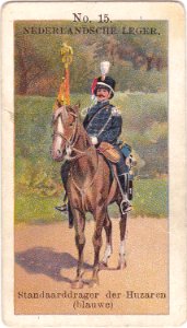 Nederlandsche leger No. 15. Standaarddrager der Huzaren (blauwe)