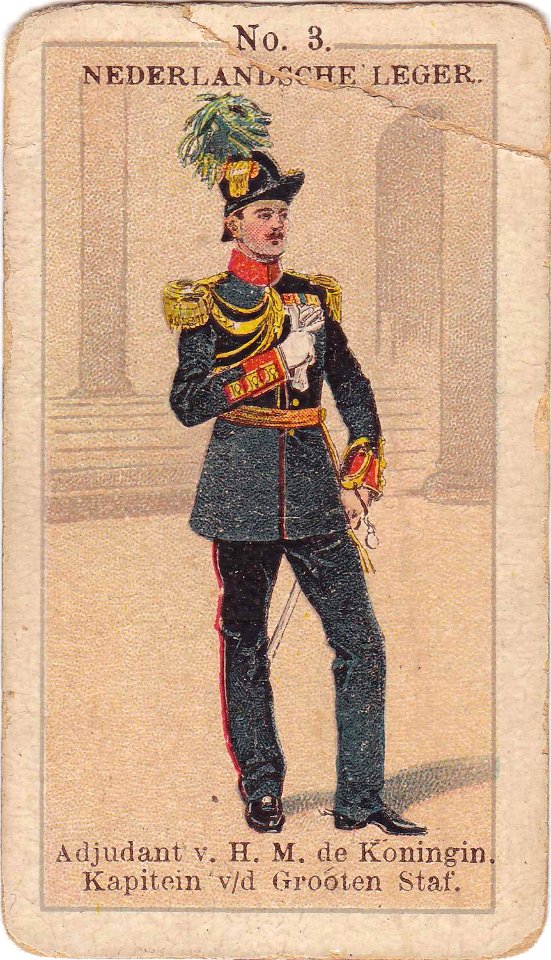Nederlandsche leger No. 3. Adjudant v. H.M. de Koningin. Kapitein vd Grooten Staf.