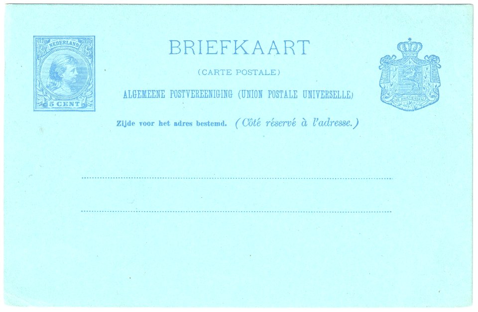 Netherlands 1891 5c postal card G29 unused
