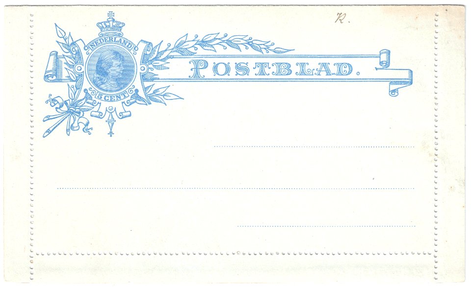 Netherlands 1896 lettercard 5c unused G5x