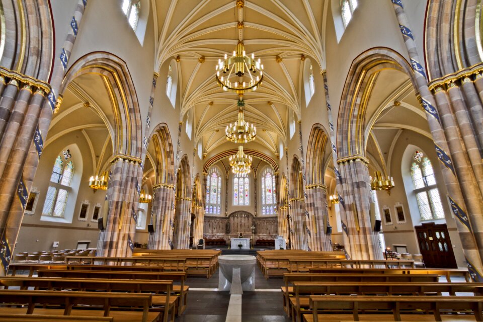Cathedral church bench table