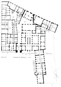 Neues Rathaus in Düsseldorf (Torso) , erbaut 1884 von Stadtbaumeister Eberhard Westhofen, Grundriss