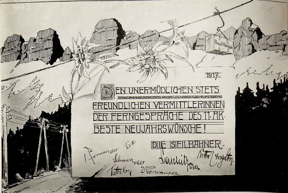 Neujahrswunsch der Seilbahner an die Telephonisten (BildID 15628310)
